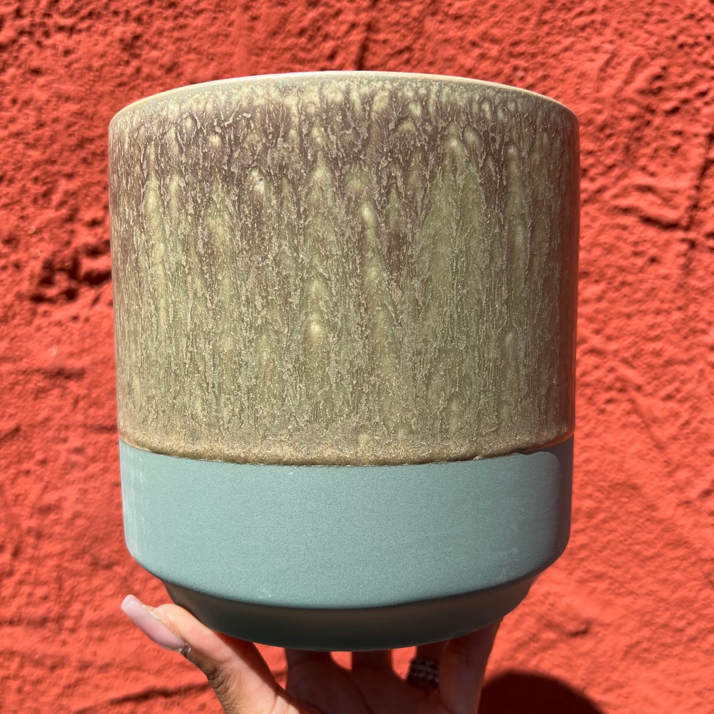 Green Marbled Cache Pot