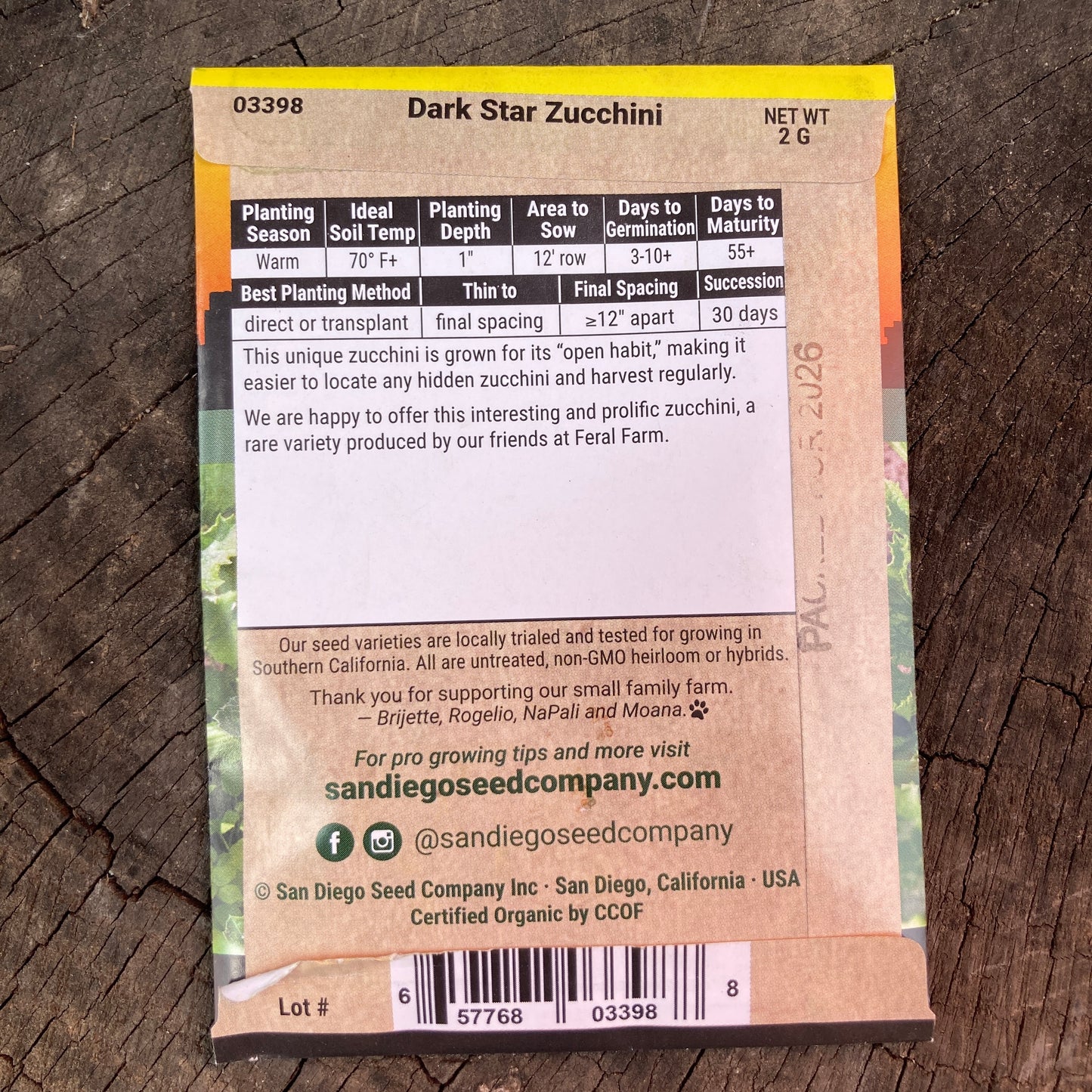 Squash, Dark Star Zucchini - Organic - San Diego Seed Company