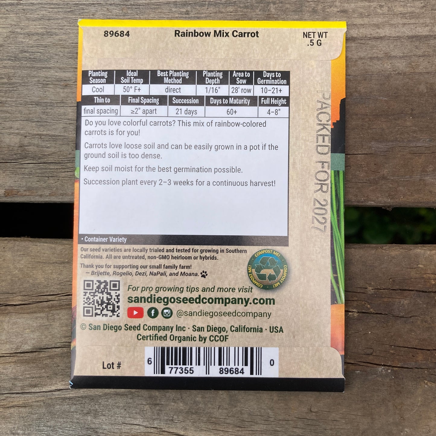 Carrots, Rainbow - Organic - San Diego Seed Company