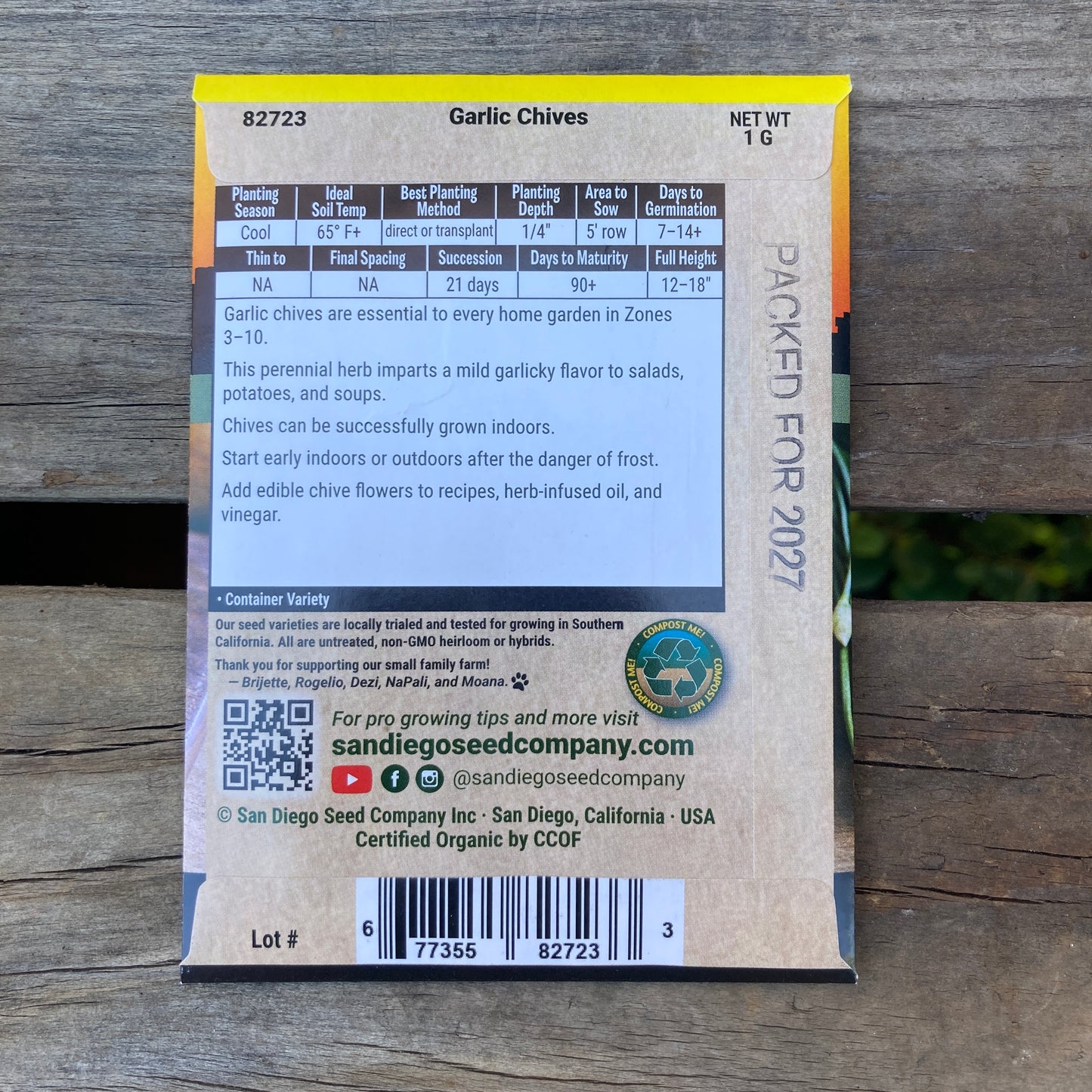 Chives, Garlic - Organic - San Diego Seed Company
