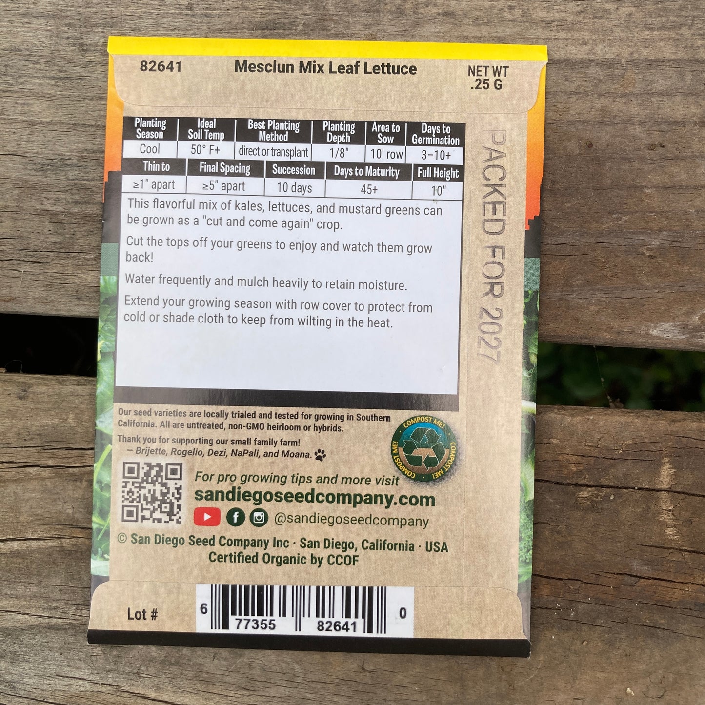 Mesclun Mix - Organic - San Diego Seed Company