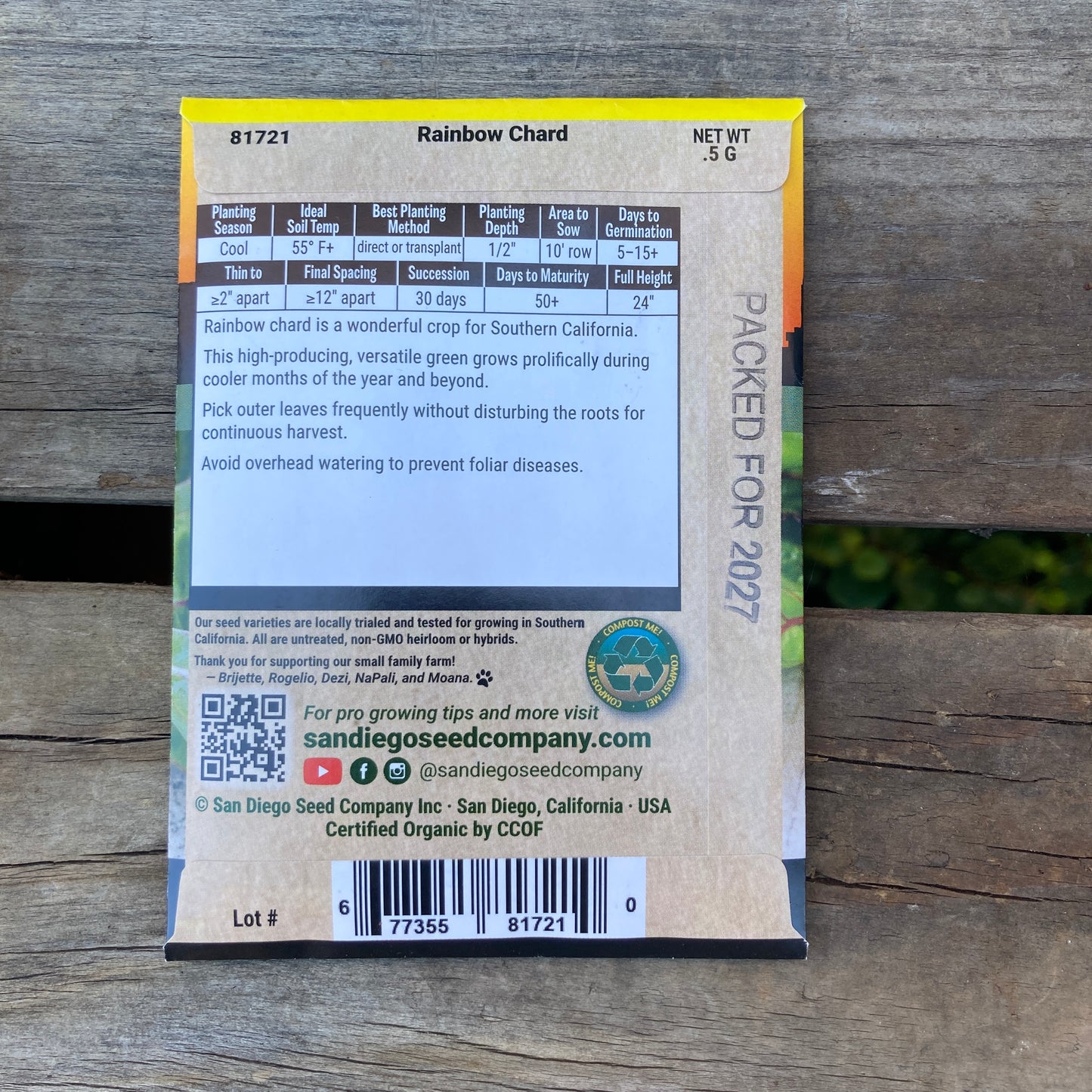 Chard, Rainbow - San Diego Seed Company