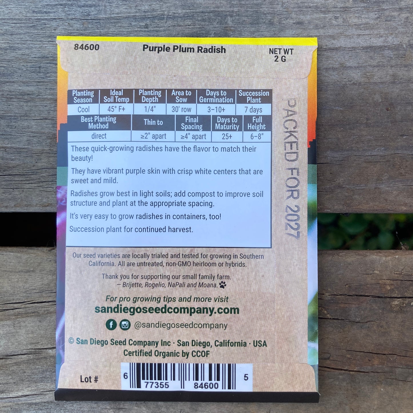 Radish, Purple Plum - Organic - San Diego Seed Company