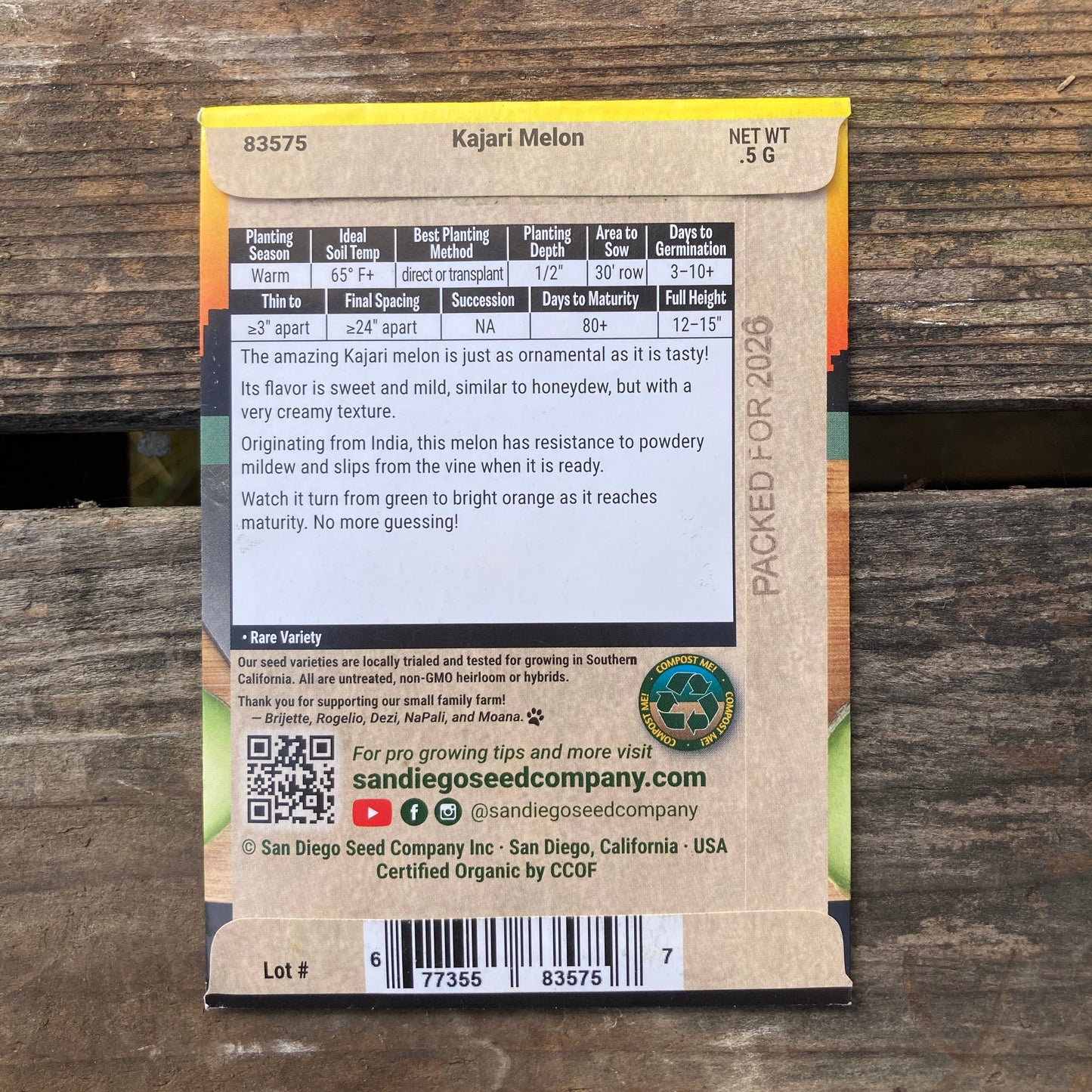 Melon, Kajari - Organic - San Diego Seed Company