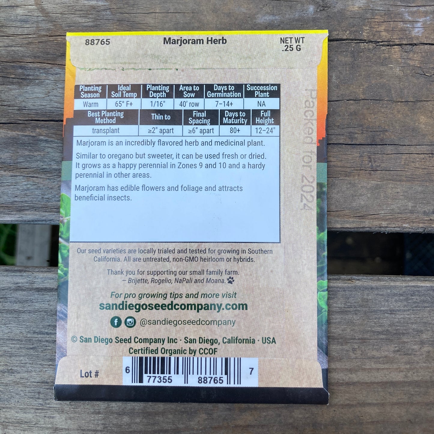 Marjoram - Organic - San Diego Seed Company