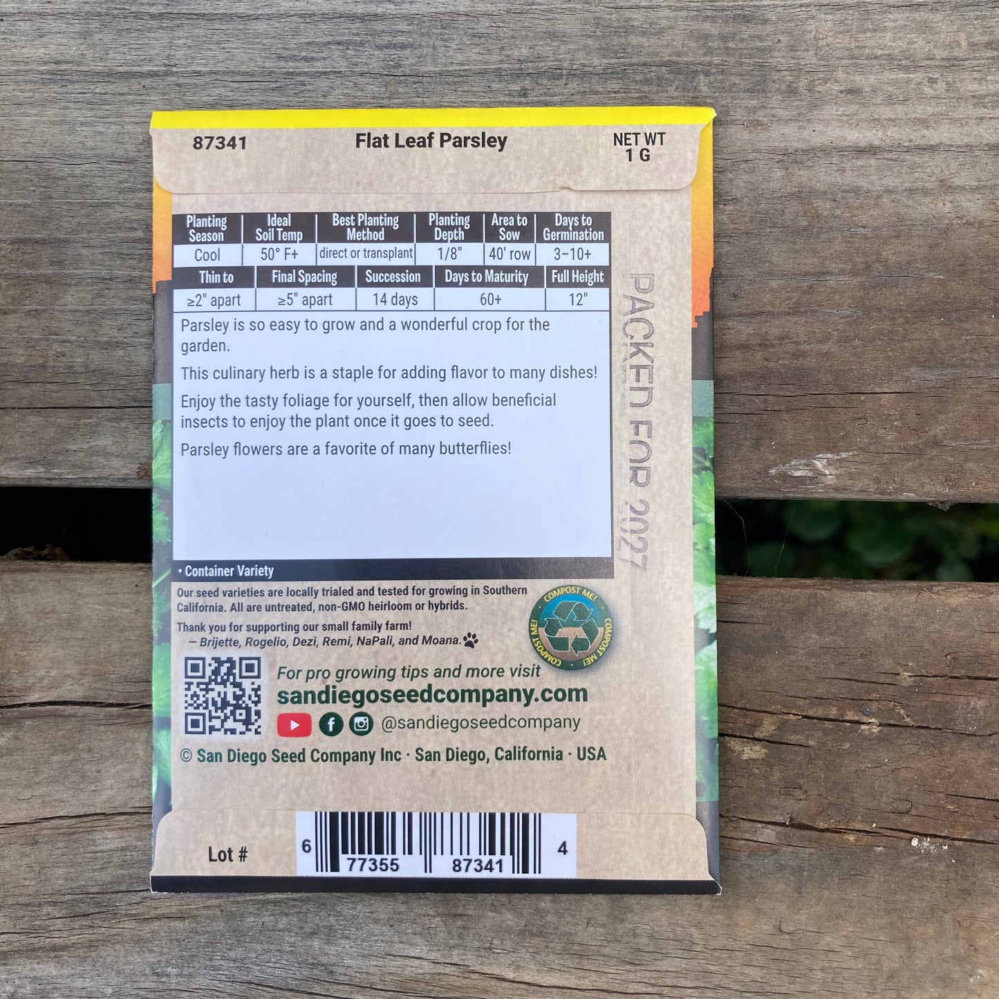 Parsley, Italian Flat Leaf - San Diego Seed Company