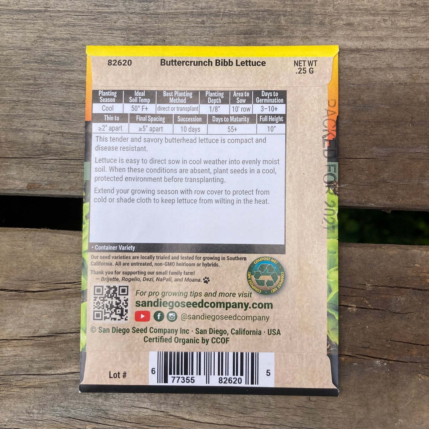 Lettuce, Buttercrunch - Organic - San Diego Seed Company