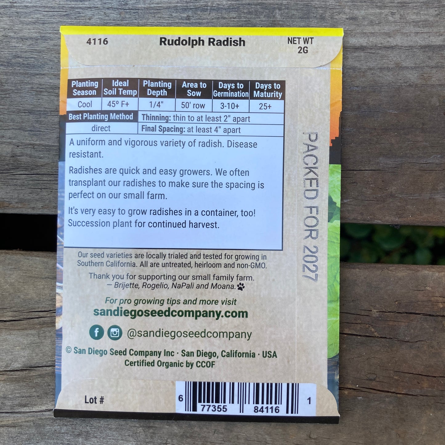 Radish, Rudolph Red - Organic - San Diego Seed Company