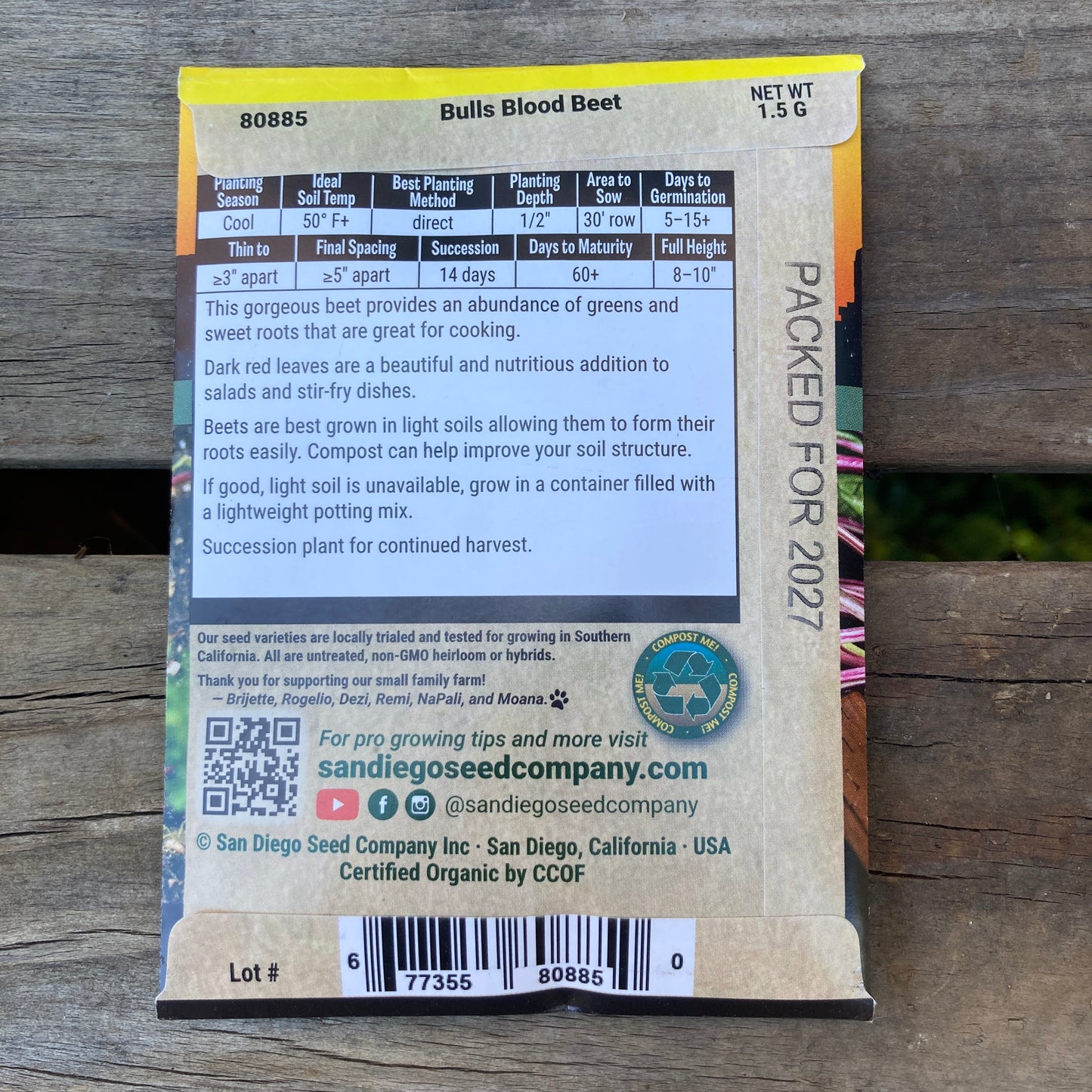 Beet, Bulls Blood - Organic - San Diego Seed Company