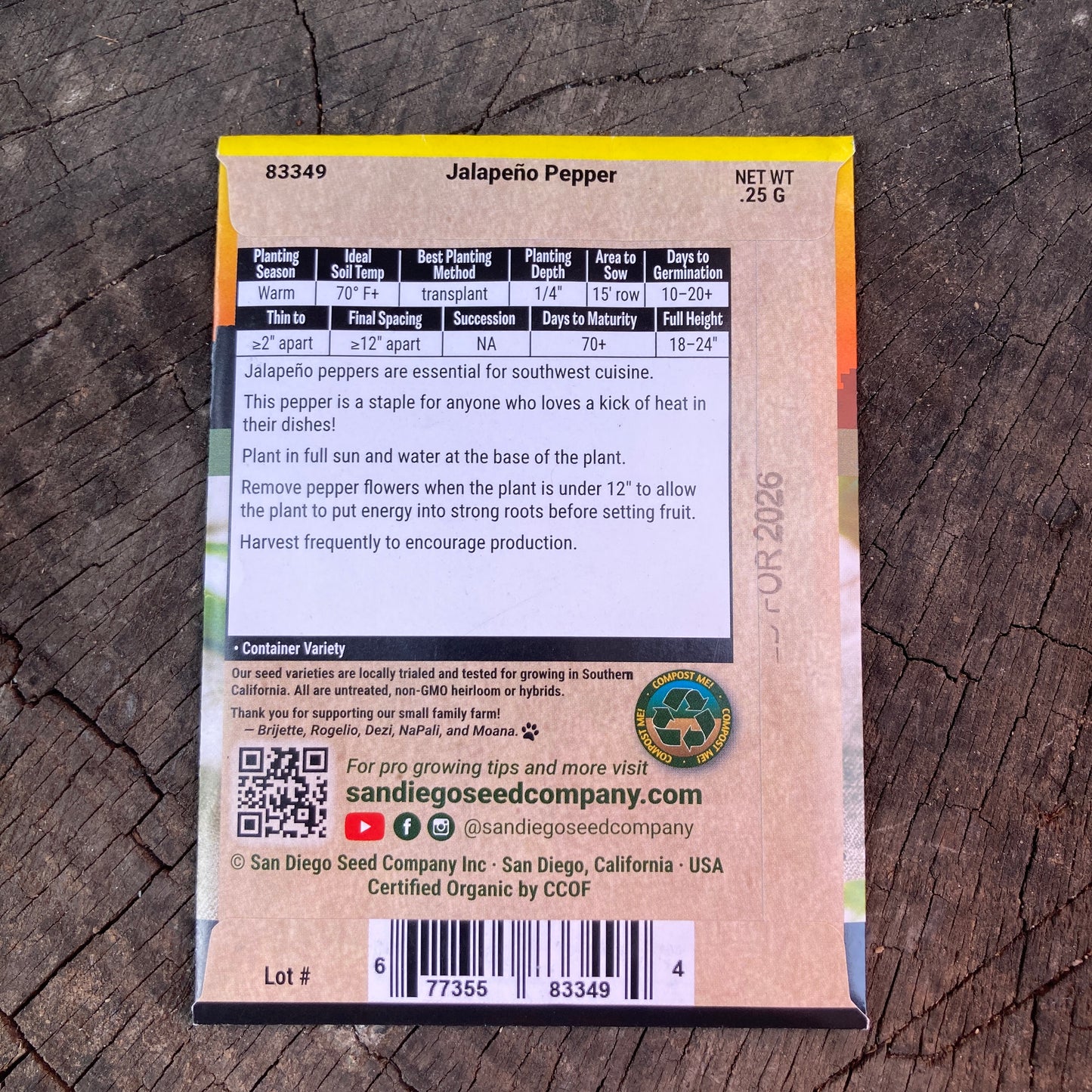 Pepper, Jalapeno - Organic - San Diego Seed Company