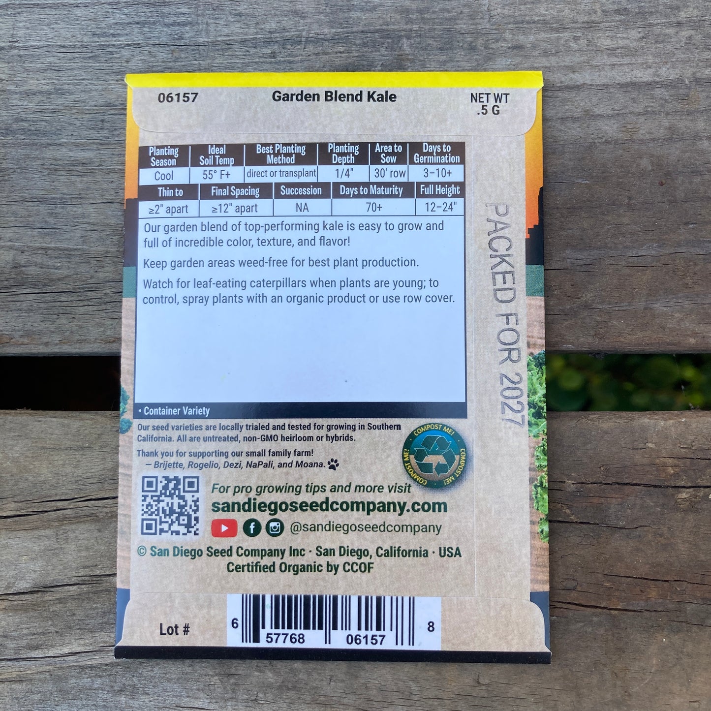 Kale, Garden Blend - Organic - San Diego Seed Company