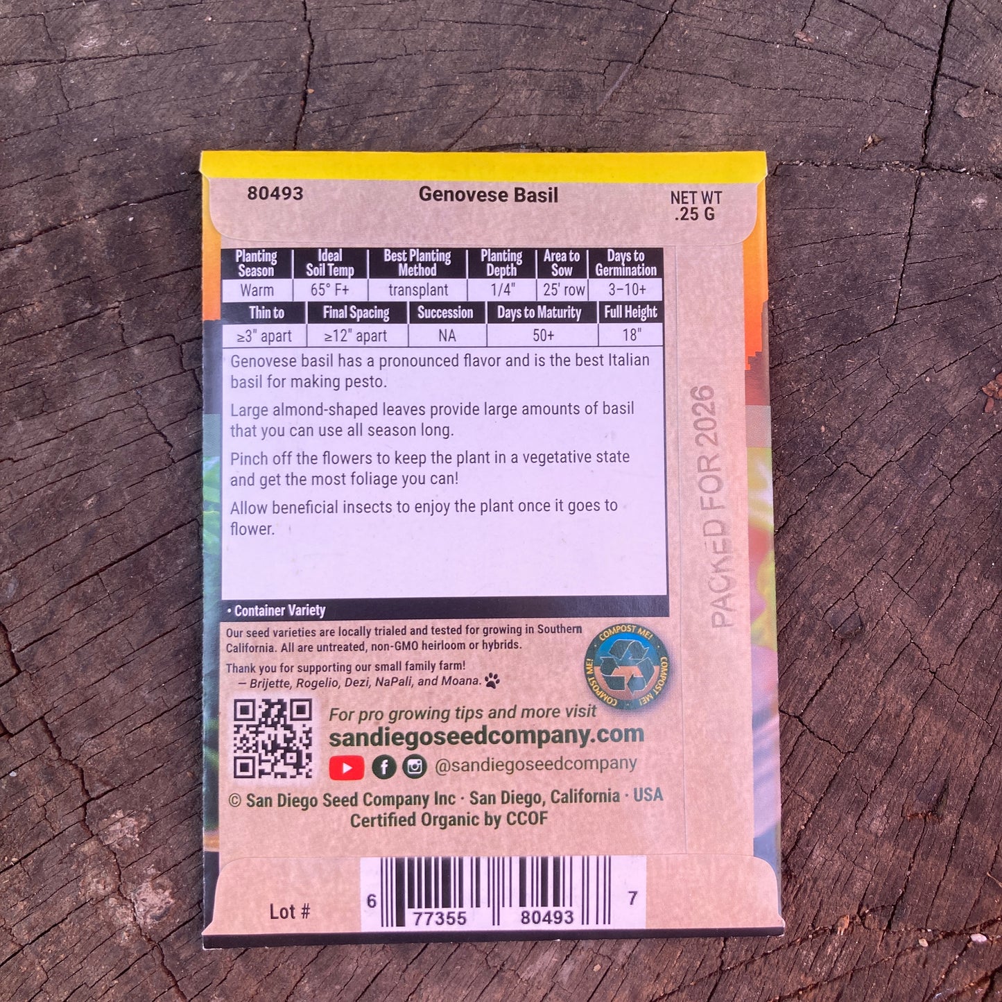 Basil, Genovese - Organic - San Diego Seed Company
