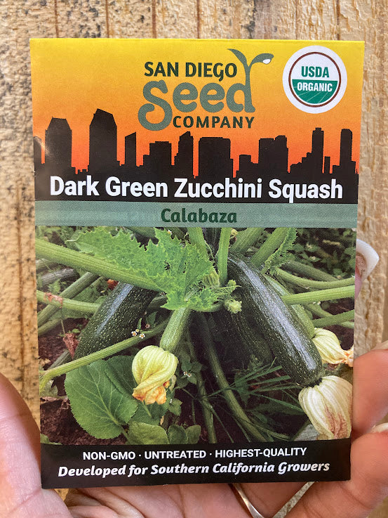 Squash, Dark Green Zucchini - San Diego Seed Company