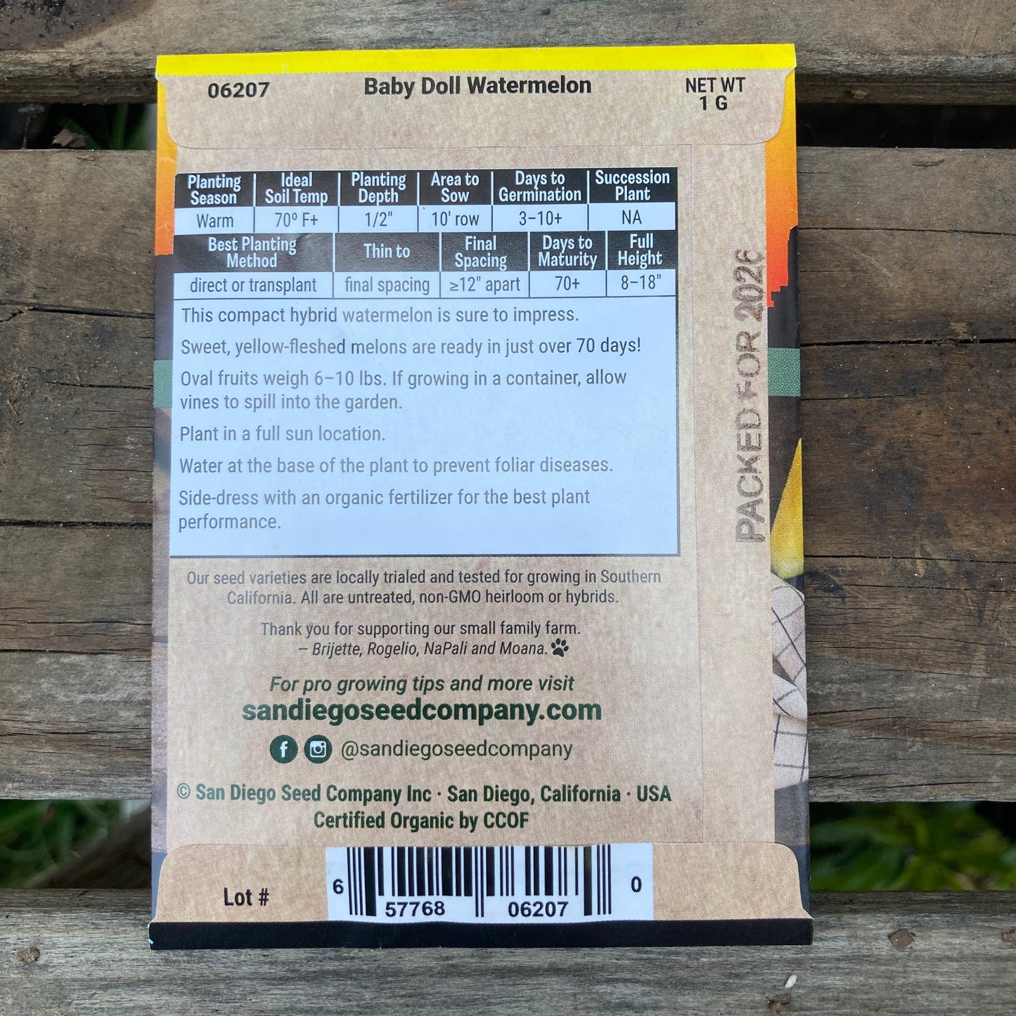 Watermelon, Baby Doll - Organic - San Diego Seed Company